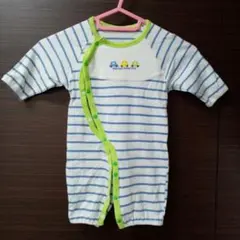 ストライプ 車刺繍付き　ベビー　ツーウェイオール　カバーオール　ボーダー