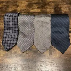 ネクタイ4本セット ブラック グレー ビジネス柄