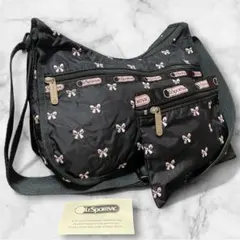 極美品✨ LeSportsac リボン刺繍 ショルダーバッグ ポーチ付 多収納