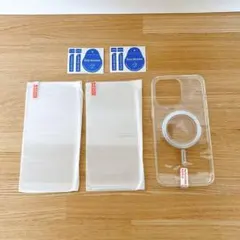 iPhone15Pro Max用ケース ガラスフィルム2枚付き クリア 透明