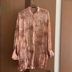 w closet ピンク 長袖シアーシャツ タイダイ柄