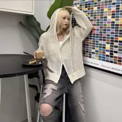 XU チカシツプラス Mesh zip up hoodie メッシュパーカー