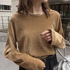 【新品】サイドスリット シアーフロッキー ベロア見えトップス