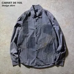 CARNET DE VOL総柄デザインシャツ古着フェードグレーCBOY一点物美品のサムネイル