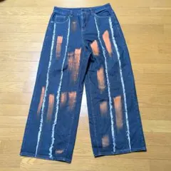 オレンジペイント ストレートデニム