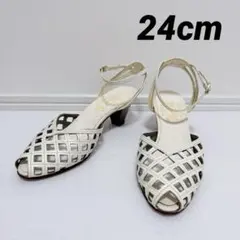 【ヴィンテージ】ELLE SEVENTEEN 異素材 メッシュサンダル 24cm