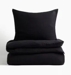 【H&M】モスリン掛け布団カバーセット シングル ブラックのサムネイル
