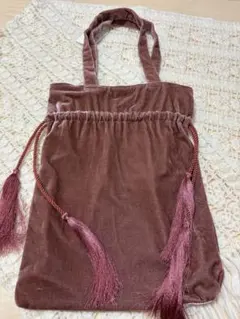 ATTENTION ブラウンベルベットトートバッグ