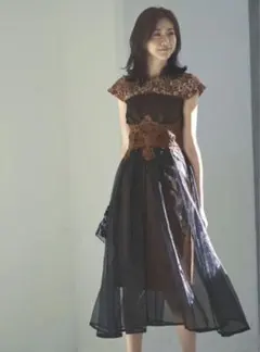 オーガンジー×レースシアードレス　お呼ばれワンピ