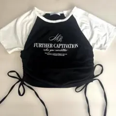 ems excite ラグラン半袖Tシャツ ドロストトップス絞りデザイン　y2k