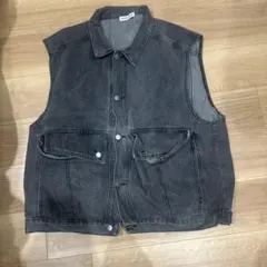 ダークグレー デニムベスト