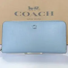新品】COACH コーチ 長財布 キルティング長財 ブルー アコーディオン 
