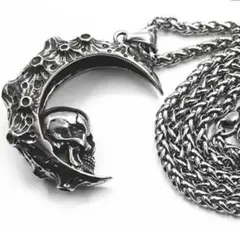 スカル ムーン シルバー ネックレス ビンテージ おしゃれ パンク