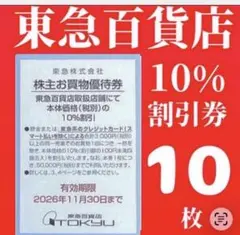【26年11月31日】東急百貨店買い物10%割引券 株主優待券10枚rのサムネイル