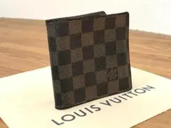 美品 ヴィトン ダミエ エベヌ 二つ折り 財布 ポルトフォイユ マルコ 小