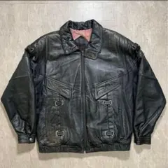 最終値下げ　80s レザーフライトジャケット本革　アメカジ　ストリート　黒のサムネイル