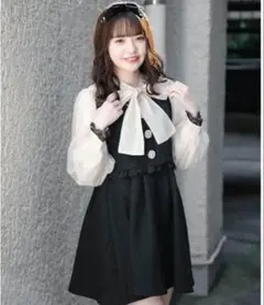 ROJITA ビジュボウタイリボンツイードワンピース