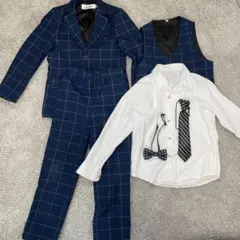 zz.luxi ネイビー チェック柄 スーツセット130 140