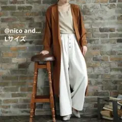 ニコアンド ボタンレス 着流しロングコート レンガ色 ブラウン Lのサムネイル