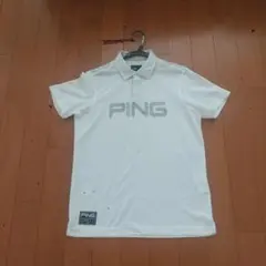 新品] PING 吸水速乾/UVカット 千鳥プリント ハーフジップ ポロ L