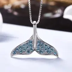 ホエールテール ブルー ハワイアン ネックレス ジルコニア 45+5cm