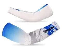 アームカバー 腕カバー UVカット冷感速乾通気(サイズ：L グラデーション青色)