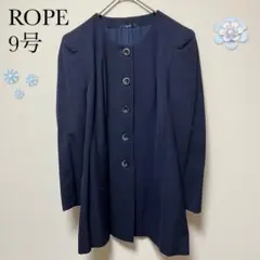 ROPE ロペ 肩パッド入り ノーカラージャケット 紺　レトロ　90年代