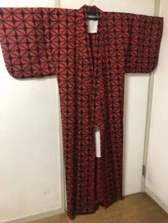 ウール　単衣　仕立て　着物　赤