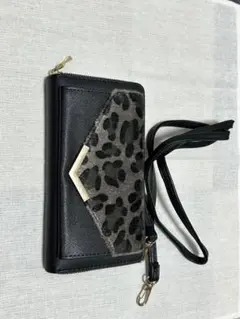 ブラックヒョウ柄ショルダーバッグ