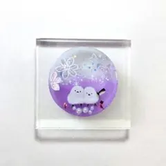 雪の結晶とシマエナガ スノーボタニカルのレジンヘアゴム - メルカリ