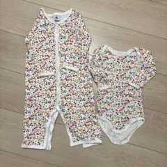 Petit Bateau 花柄ロンパース・インナーセット