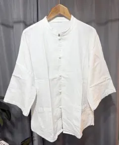【美品】オーバーサイズバンドカラーチャイナシャツ