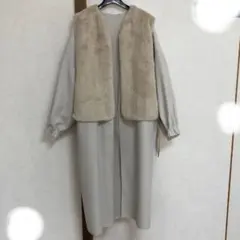 エコファーベスト付きコート ベージュ