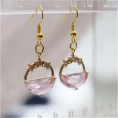 045 桜色　ガラス　ピンク　ビジュー　キラキラ　ピアス