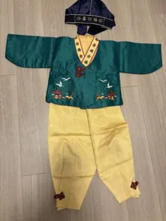 パジチョゴリ 韓国式刺繍入りセレモニースーツ（緑・黄）