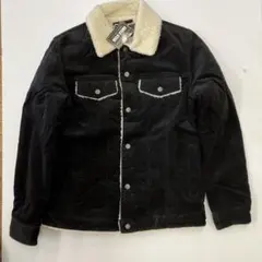 コーデュロイ ボア付きジャケット メンズ 防寒 アウター ブラック Sサイズ