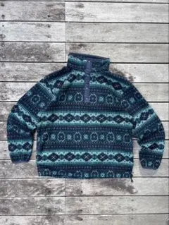 L.L.Bean 幾何学模様 フリースジャケット スナップT ポケ付き