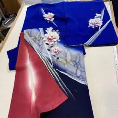 050941　着物　袷　縮緬　手書き友禅のサムネイル