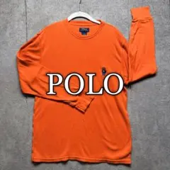 POLO ラルフローレン　ポロベア　サーマル　ロンＴ　オレンジ　L