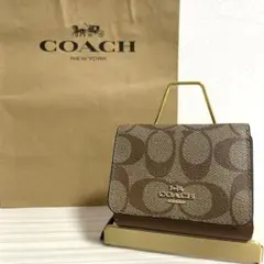早い者勝ち！訳あり新品 COACH 三つ折り財布 シグネチャー柄 バイカラー