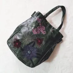Susannah Hunter スザンナハンター トート 花 フラワー グリーン