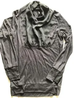 2WAY首元シフォンハイネック長袖トップスブラック