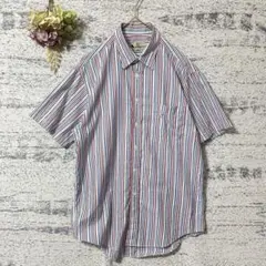 アクアスキュータム　ストライプ半袖シャツ　マルチカラー　M　メンズ　綿100%