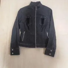 Y2K 短丈 平成ギャル レースアップ Zip デニムライダースジャケット