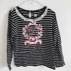 長袖カットソー 130 ボーダー レース トップス 女の子