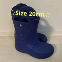 クロックス crocs 青 紫色 長靴 レインブーツ 持ち手付き