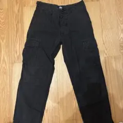 黒いカーゴパンツ ゴム入りウエスト 4ポケット
