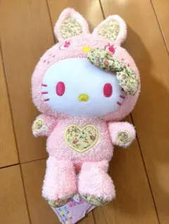 希少品　ハローキティ　カラフルバニー　マスコット　花柄ぬいぐるみ　平成レトロ