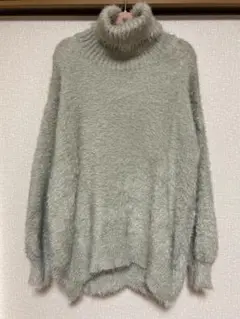 シャギーニット　セーター　ニットトップス　ニット　タートル　ハイネック