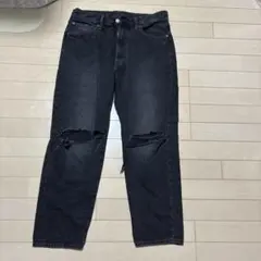 ダメージ加工 ダークグレー デニムパンツ